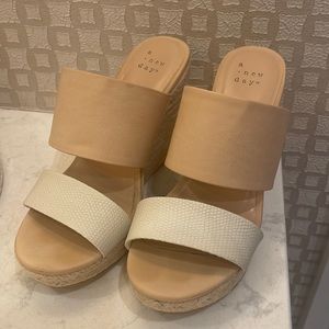 Tan wedge sandals